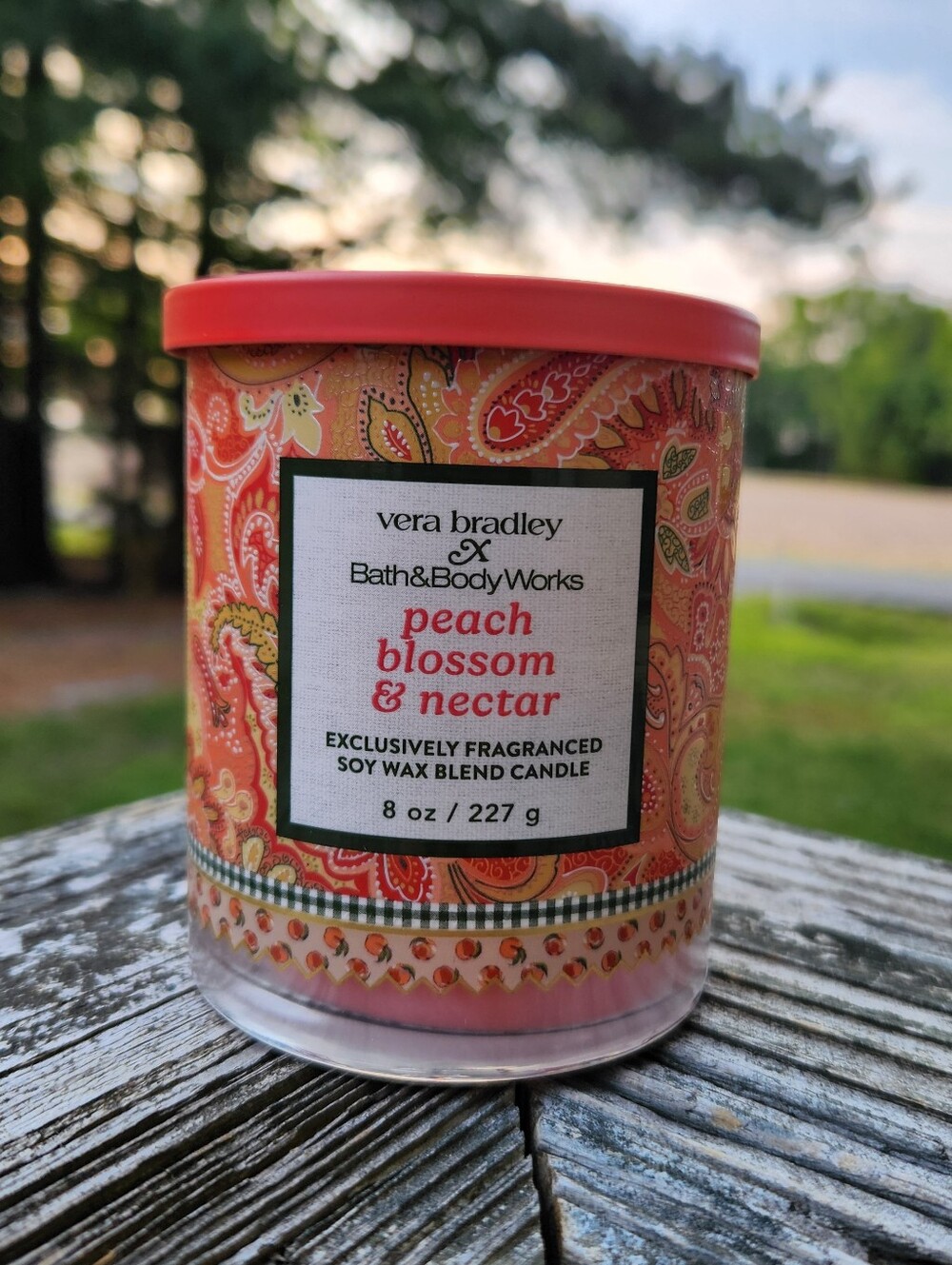 Vera Bradley Bath & Body Works Peach Blossom & Nectar Candle - Coral Paisley